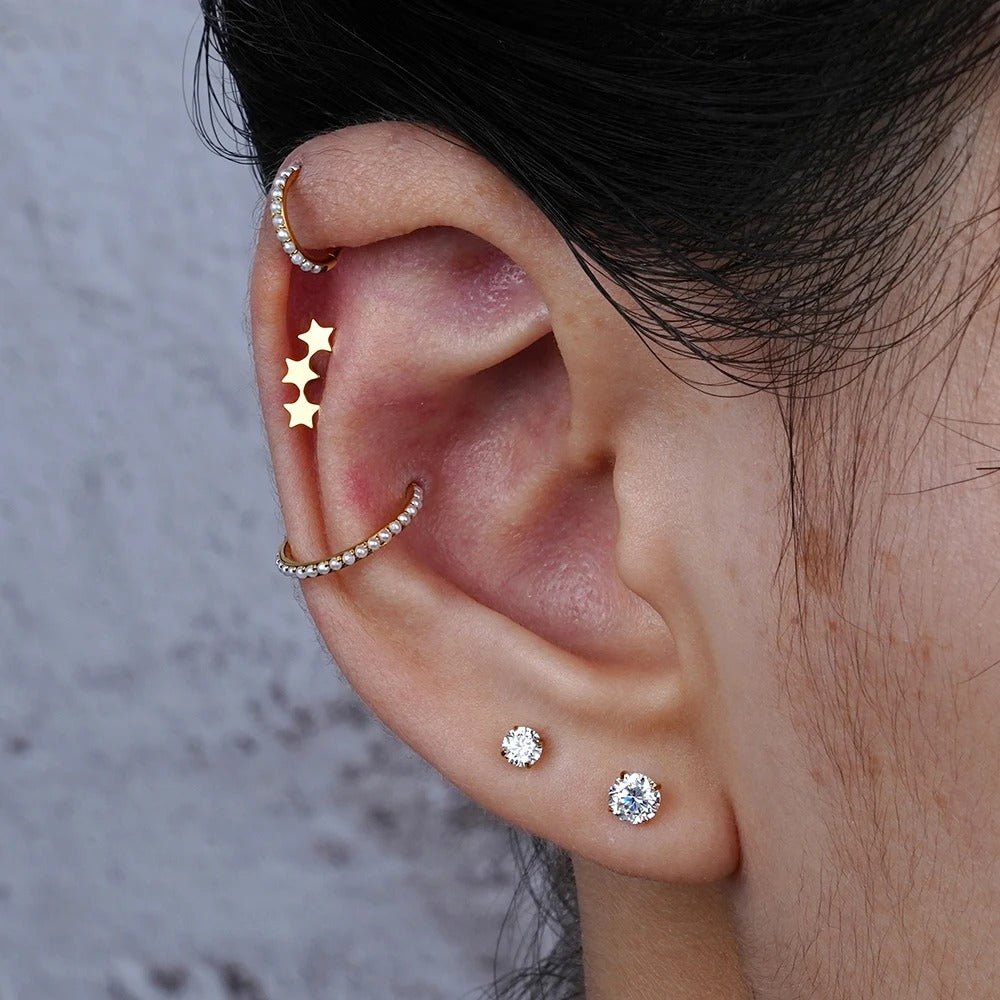 Triple Star Sleeper Earring