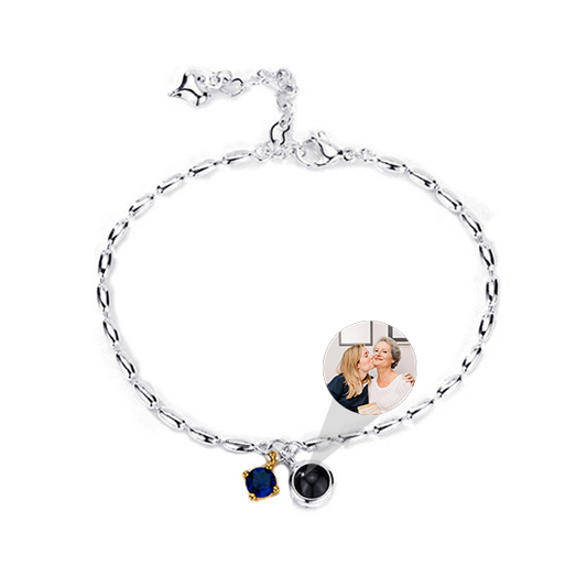 Custom Oval Shot Bracelet with Initial and Birthstone