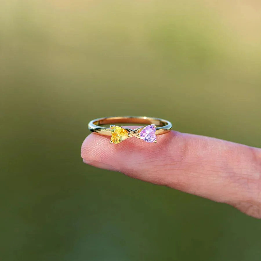 TWO HEART BIRTHSTONE RING