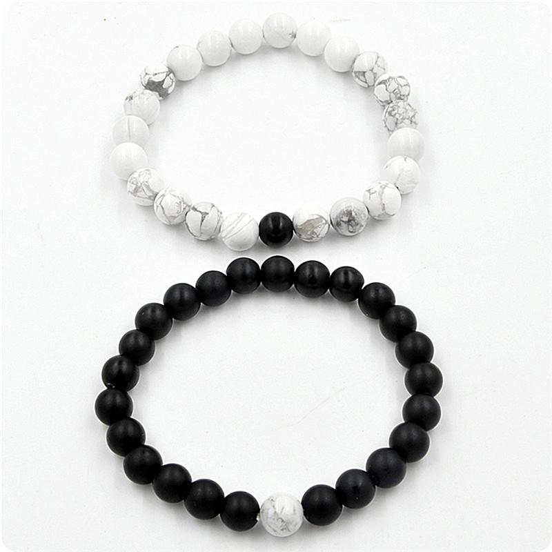 Black & White Distance Bracelets Bundle - For Couples