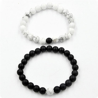 Black & White Distance Bracelets Bundle - For Couples